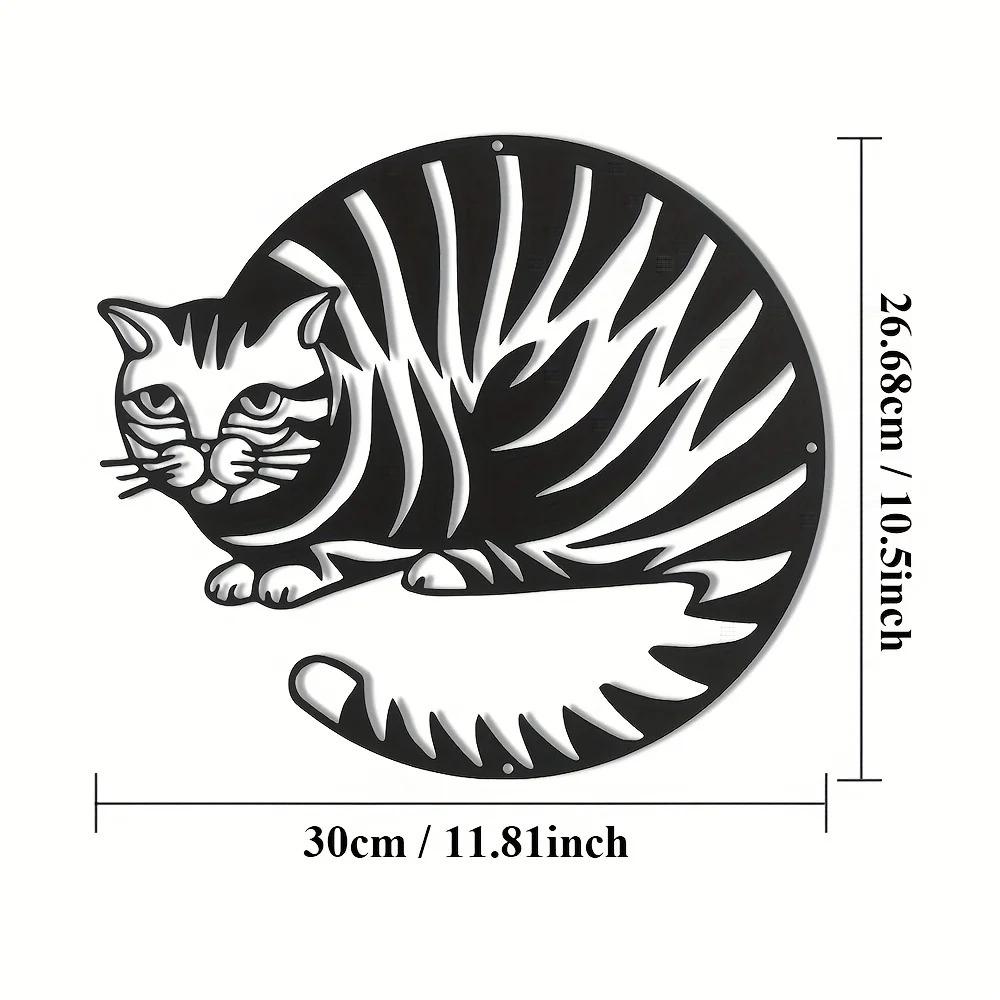 Siluetă geometrică de pisică metalică, semn elegant de pisică, decor elegant de perete agățat pentru cameră, cadou perfect pentru iubitorii de pisici, artă de perete metalică
