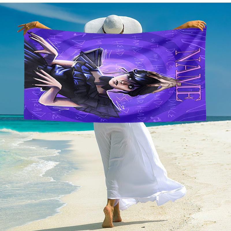 Personalized Customized Proof Beach Towel with Wednesday Addams Pattern - Soft, Absorbent,quick-drying,perfect Swimming,camping&bathing