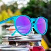 Goodr I Pickled These Myself Polarized Round Sunglasses, Unisex, Teal Semi-Transparent Frame, Purple Pink Reflective Lenses, UV400 Protection,