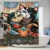 Colorful Cat Shower Curtain Home Decor Artistic Print Wall Hanging For Bathroom Decoration 69X70 Inches