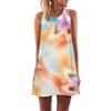 European and American New Retro Digital Printing Crew Neck Hot-selling Off-the-shoulder Medium and Long Vest Dress