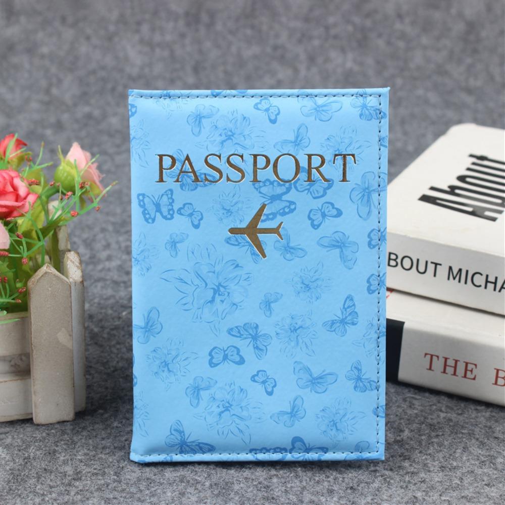 Portable Butterfly Print Passport Holder Multi-function Waterproof Passport Cover PU Leather Credit Card Case Travel