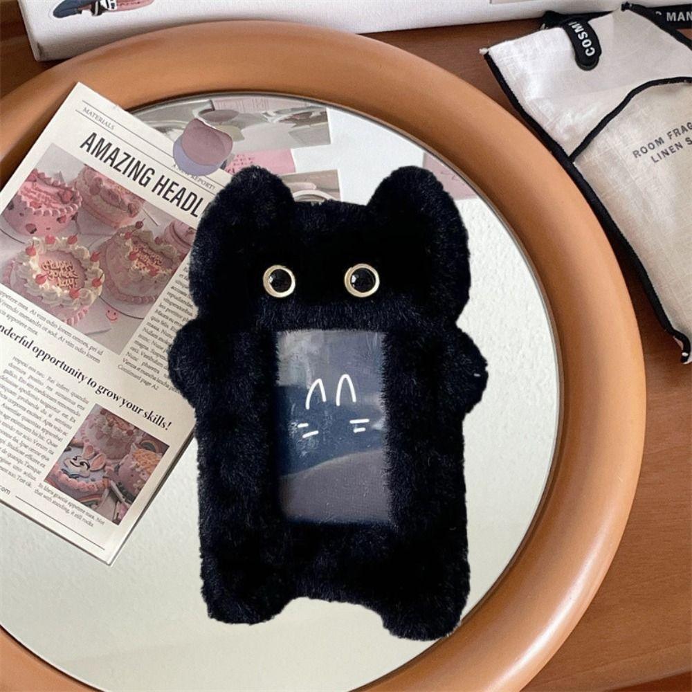 

3-inch Cartoon Plush Card Holder Ins Style ID Credit Case Star Chasing Pendant Keychain Lady чорний
