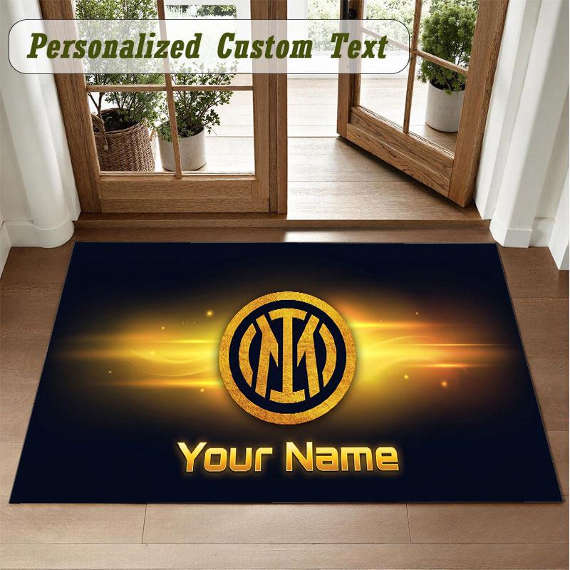 Crystal Velvet Square Rug Custom NameInter Milan Pattern Non Slip Home Floor Decor Rug