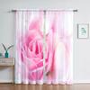 Romantic Rose Floral Yellow Flowers Voile Curtain Living Room Home Kitchen Green Leaves Butterfly Window Tulle With Sheer Polyester Perfect For