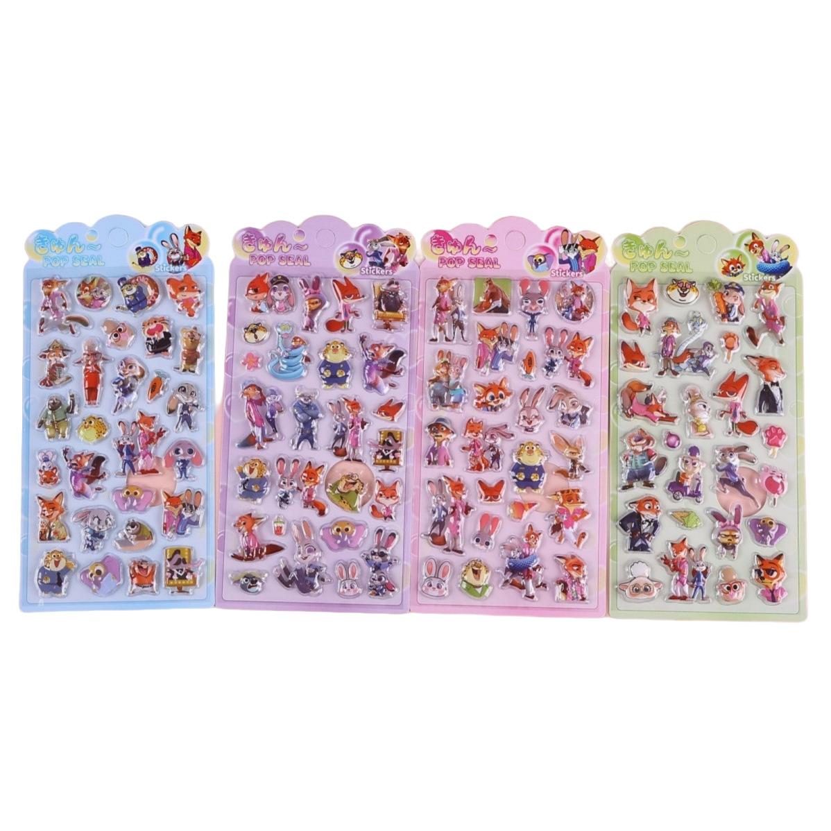 

4pcs Hot Cartoon Zootopia Puffy Relief Stickers Cute Judy Nick Anime Bubble Decals Laptop Phone Luggage Diary 3D Kid Friendly Entertaining Fun Play