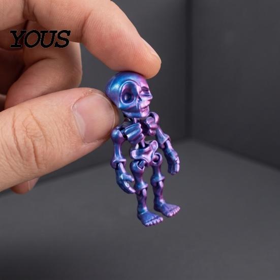 Novelty Holiday Gift 10Pcs 3D Printed Skeleton Figurines with Movable Joints, Articulated Man Interactive Model Fidget Toy, Mini Posable Toys,