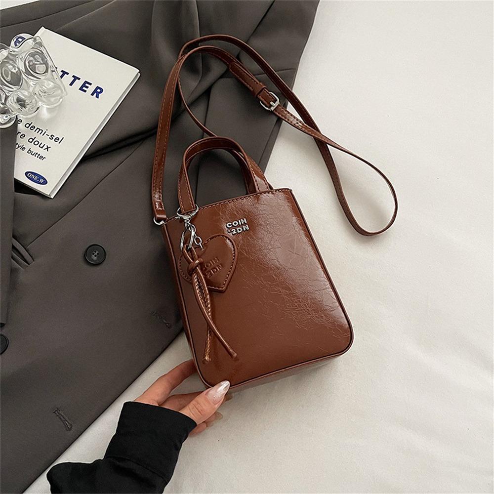 Trend Korean Pu Leather Shoulder Bag Silver High Quality Crossbody Bags Mini Small Square Bag for Women Lady