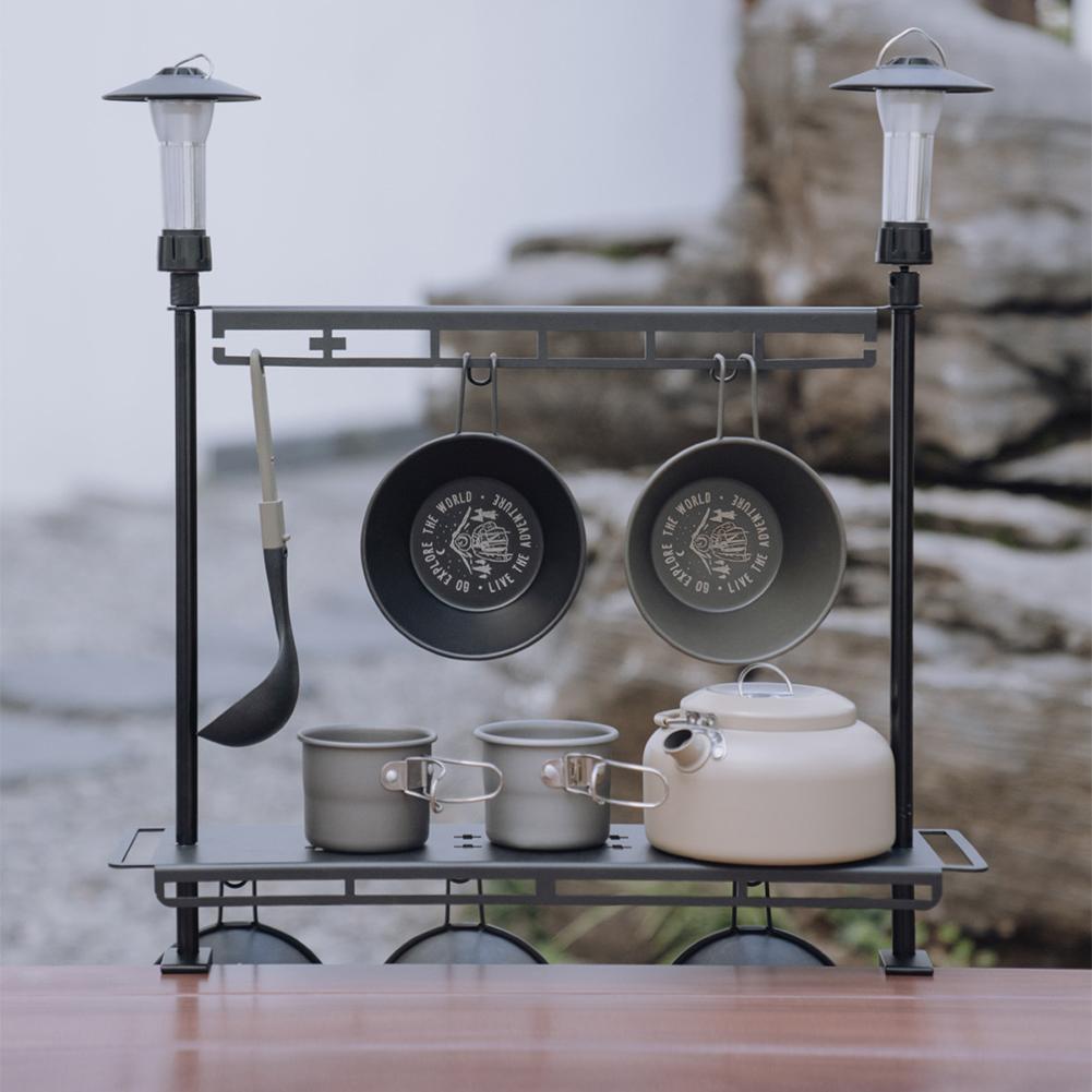Camping Foldable Storage Rack Collapsible Camping Rack Aluminum Alloy Camping Storage Shelf Multifunction for Camping Picnic