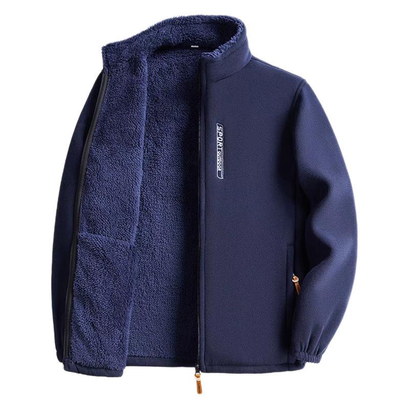 Men's Thickened Lambswool Fleece Cardigan Jacket for Autumn and Winter