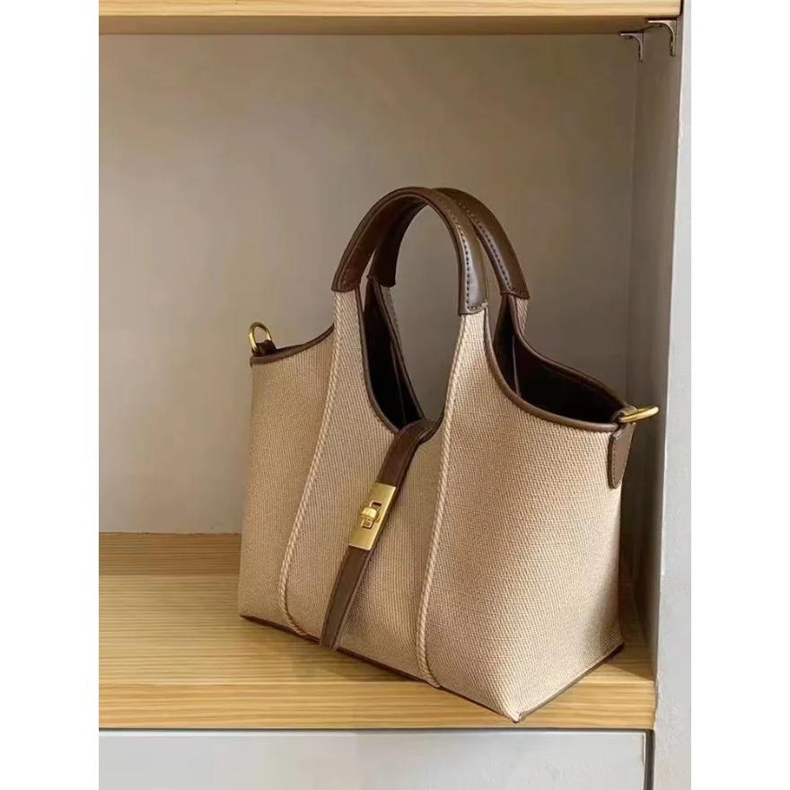 Women's Vegetable Basket Standard Cloth Bag Large Capacity Niche Design PU Sub-mother Bucket Bag