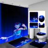 Snowman Print Toilet Bathroom Mat And Shower Curtain Four-Piece Set
