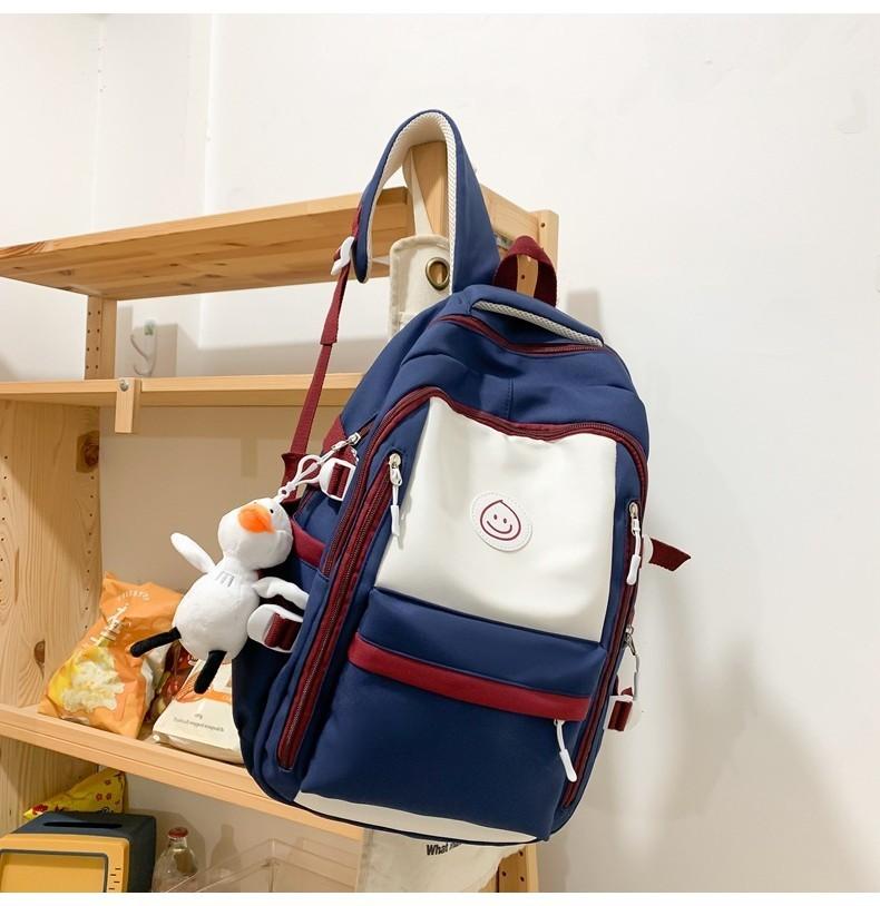 Large Capacity Japanese Style Backpack For Girls High School Students Minimalist Design Casual School Bag Blue синий