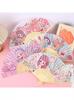 6inch Cartoon Folding Fan with Cloth Cover, Cute Girl Smiling Fan, Bamboo Fan, Summer Trendy Ancient-Style Fan, Ousanli