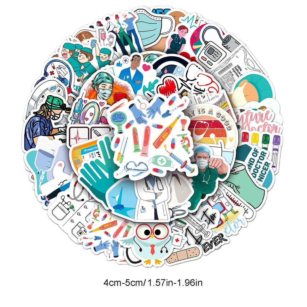 50pcs New Model Doctor Nurse Graffiti Stickers International Nurses' Day Decals Kid Toy Decoration Tool For Luggage, Computer