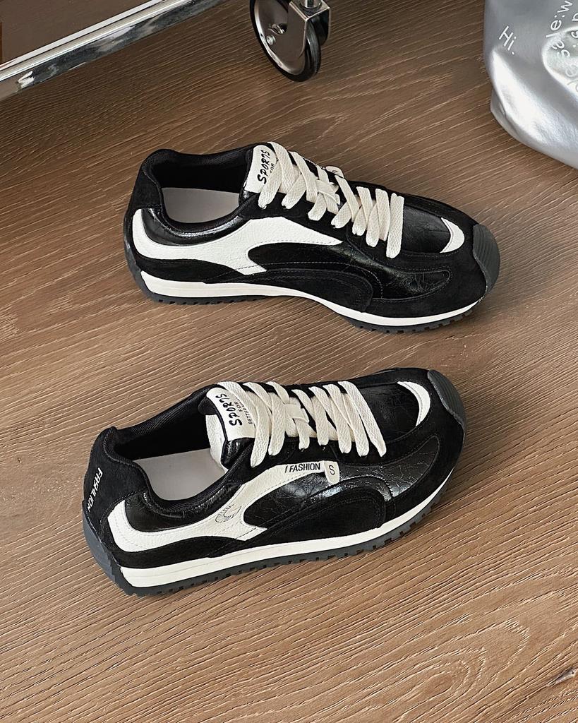 Retro Versatile Soft Sole Breathable Casual Sports Shoes Women's Summer Fashion Korean Version Lace-up Splicing Mesh Cotton Forrest Gump Shoes