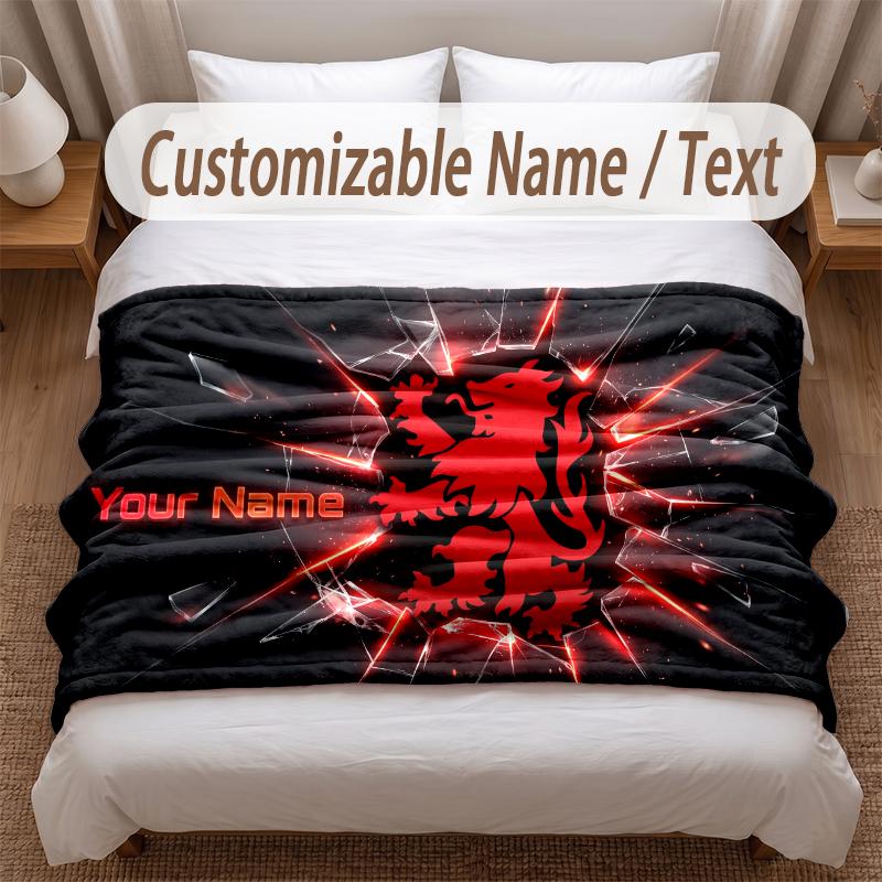 Middlesbrough FC Printed Flannel Blanket Custom Name Text Soft Warm Throw For Bedroom Holiday Gift