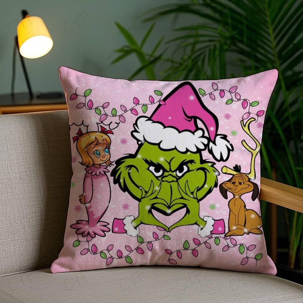 Federa per cuscino Film The G-Grinch C-Christmas Antiacaro Cerniera invisibile morbido peluche corto Copricuscino per divano