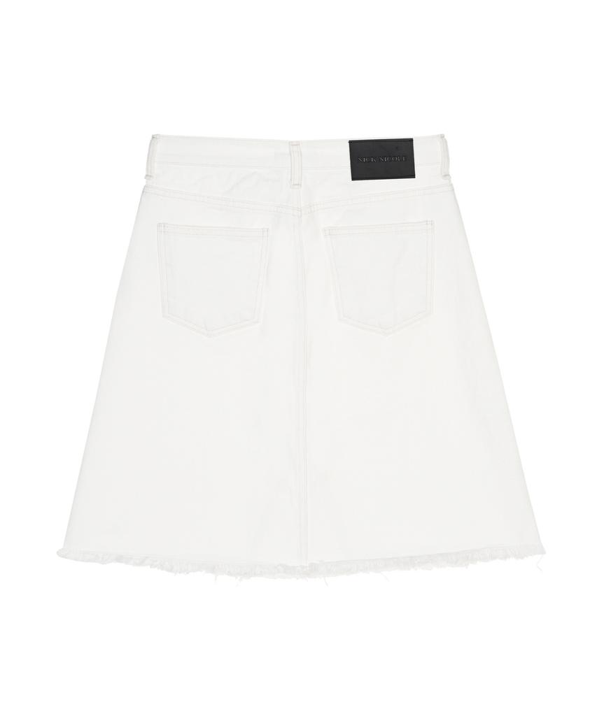 Nigaennikol Raw Cut Midi Denim Skirt_Ivory