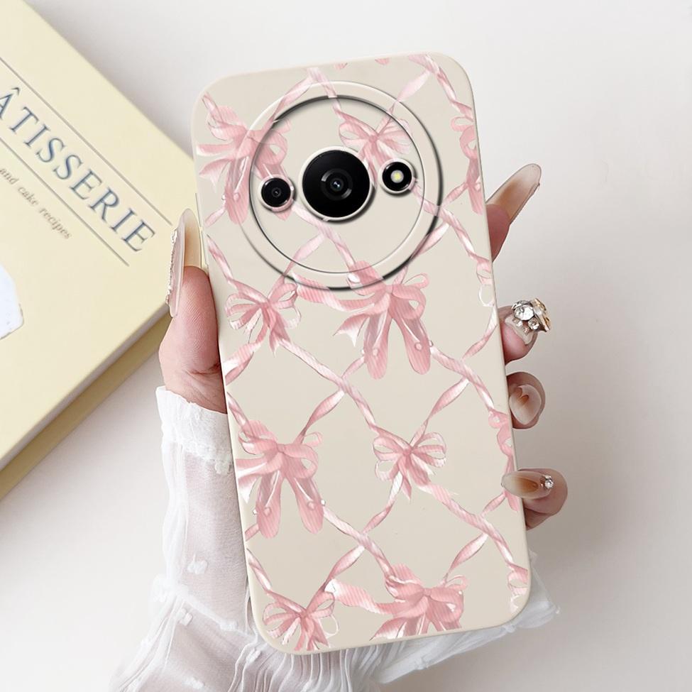 Für Redmi A3 Hülle Niedliche Cartoon Katze Ästhetisch Blumenmädchen Junge Stoßfeste Silikon-Rückabdeckung Für Xiaomi Redmi A3 Handyhülle Coque