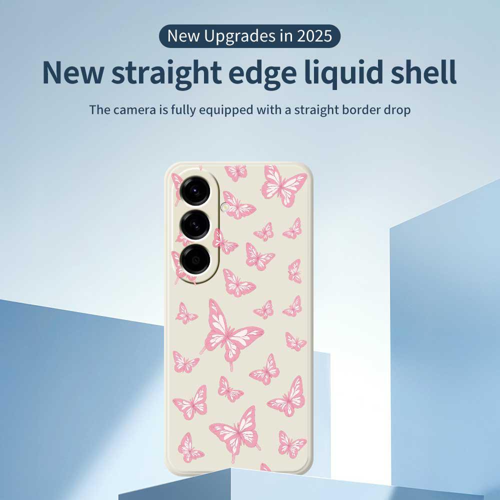 For Samsung Galaxy A56 5G Case Pink Butterflies Pattern Printing Straight Edge TPU Phone Back Cover