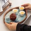 Bamboo Wood Glass Tea Tray Chinese Retro Ink Wind Dry Bubble Tray Simple Kung Fu Tea Tray Tea Set Storage Accessories