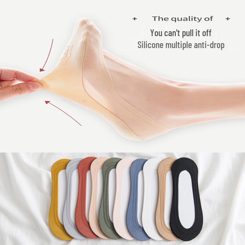 Women s Trendy Lace Ice Silk Ankle Socks - Non-Slip, Low-Cut, Summer Cotton Blend Lace