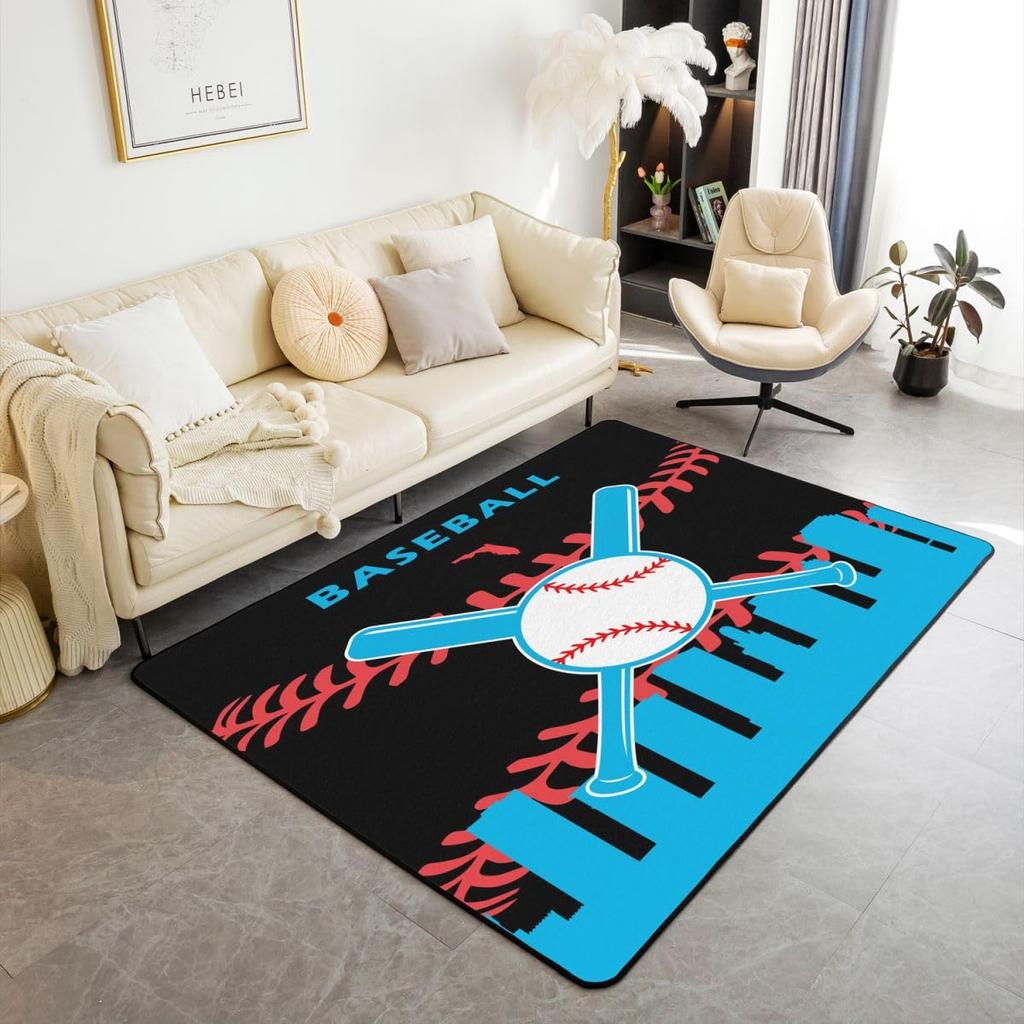 Ковер Erose Bridal Boys Baseball Area Rug 5x7 для подростков и молодежи, Ковер с изображением бейсбольной команды в подарок, Спортивные ковры для спальни, Городской ковер для помещений с тематикой бейсбола