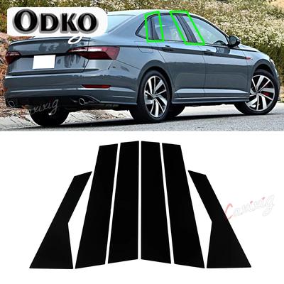 6 Pcs Car Glossy Piano Black Window Pillar Posts Door Trims Cover Sticker for VW Jetta Auto Exterior Accessories
