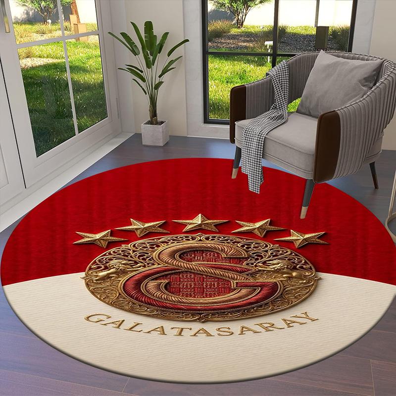 Galatasaray S Round Area Rug,Carpet Rug for Living Room Bedroom Sofa Playroom Decor,Non-slip Floor Mat