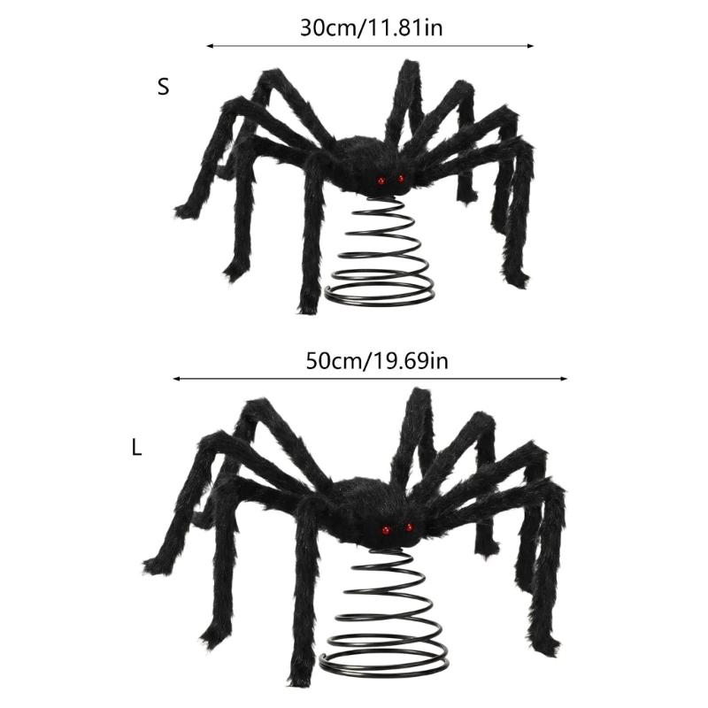 Spiders Tree Top Ornament for Halloween Display with Spring Base and Mixed Build for Home Party Presentation