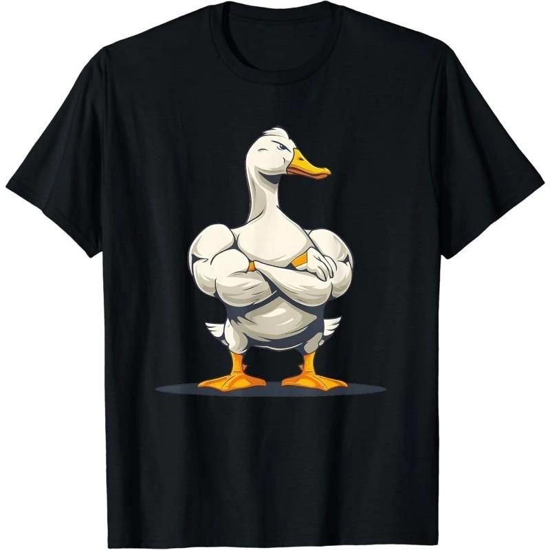 Funny Duck Fitness Black T-shirt for Men Fun Humour Text 3D Print Hip Hop Tee Shirts Summer Gym Sport Breathable Fashion Top