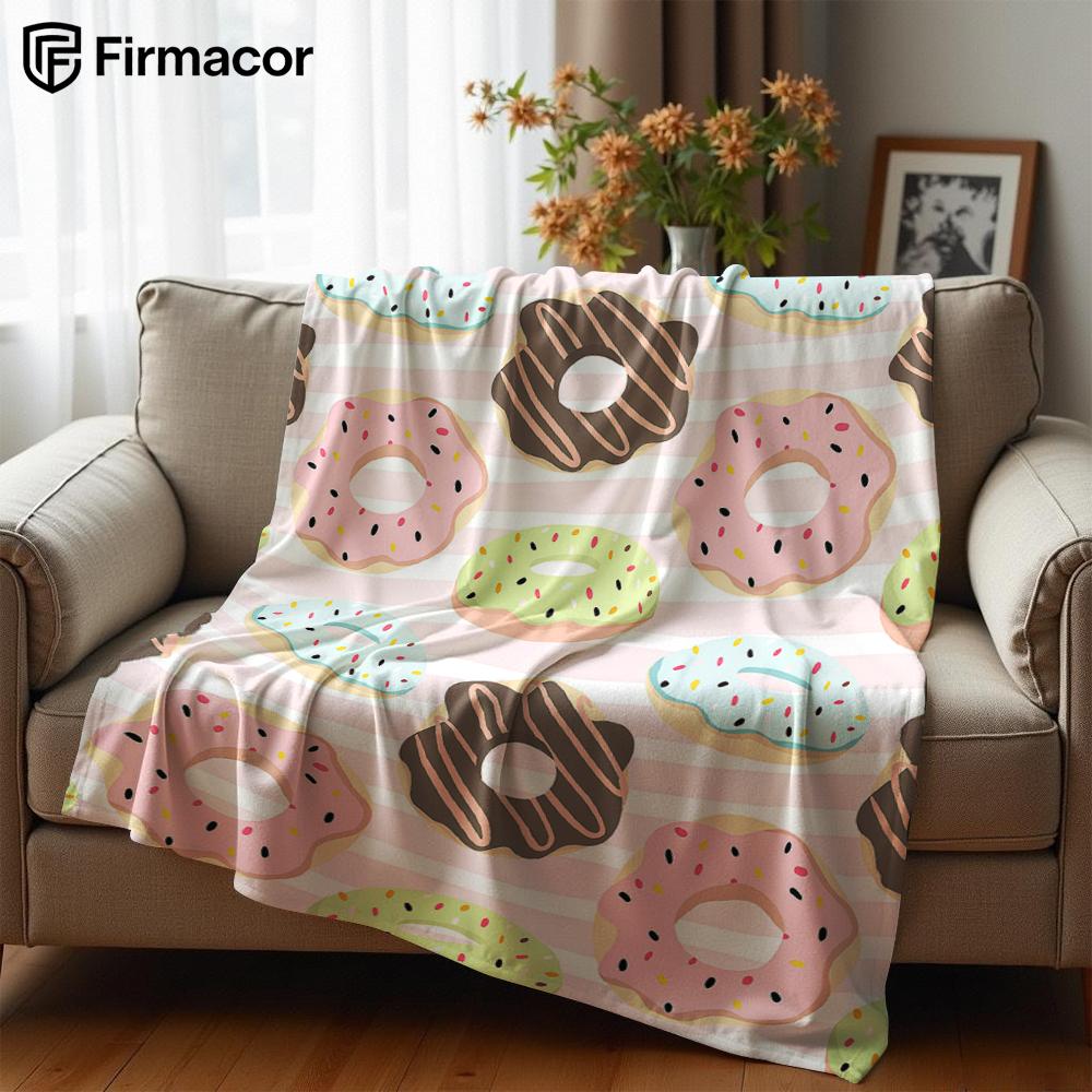 Sweet Donut Lightweight Microfiber Soft Christmas Fleece Blanket Warm Cozy Throw for Bed Sofa Office Travel All Season