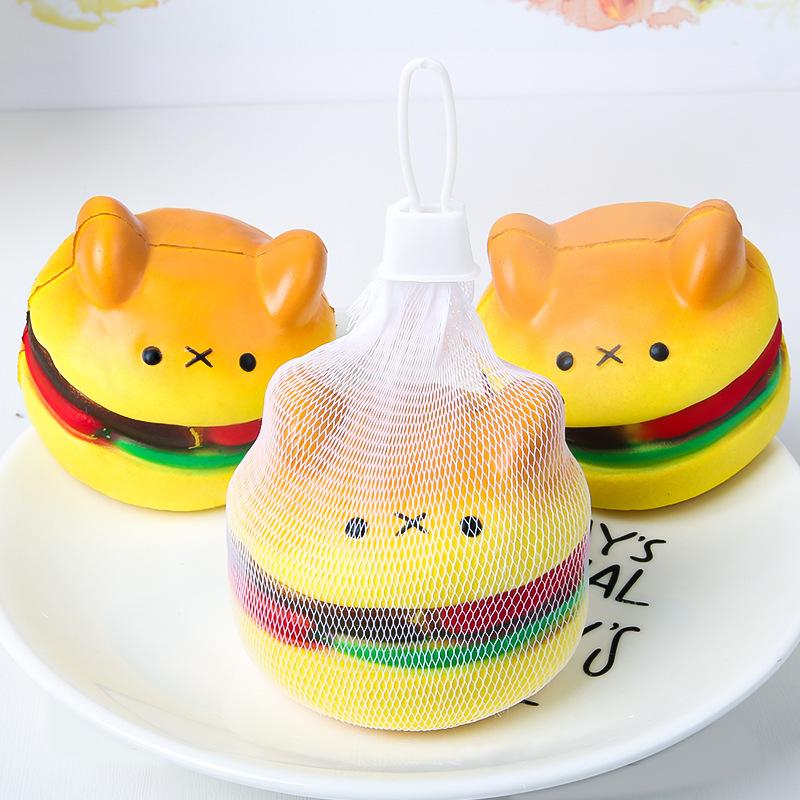

Super Cute Food Play PU Slow Rebound Toys Cartoon Animal Wet Soft Bear Kitten Pig Hamburger Dog Squeeze Stress Relief Toys