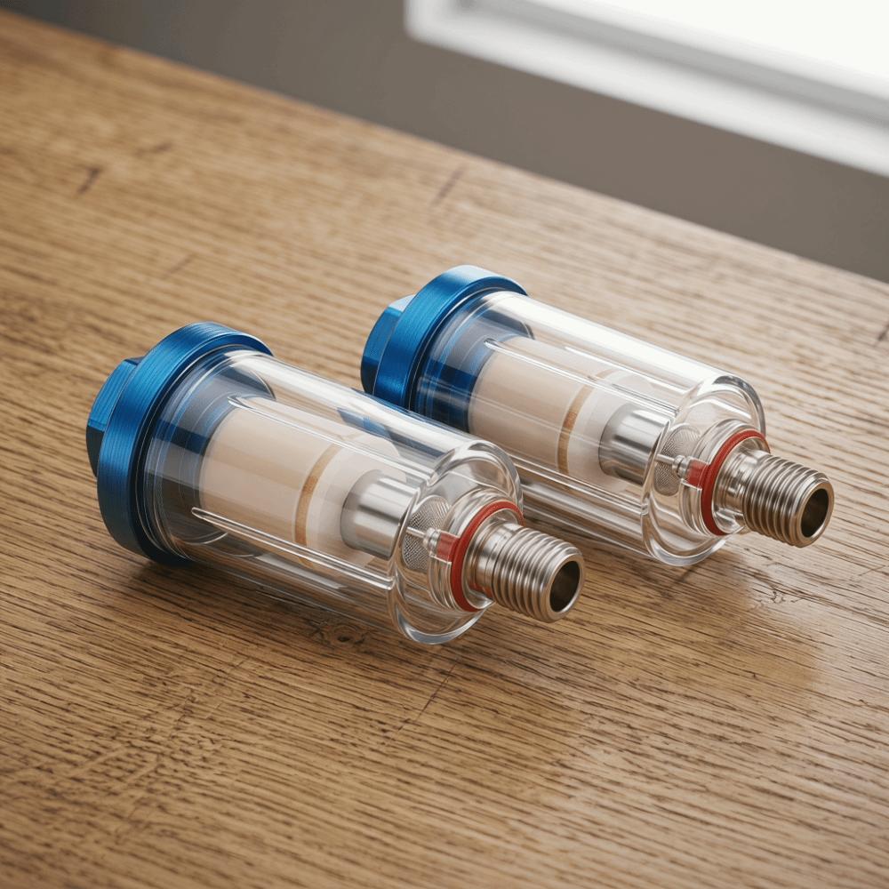 2pcs 1/4 Inch BSPP Oil Water Separator 1/4 Inch NPT Male and Female Thread Compressed Air Filter Plastic