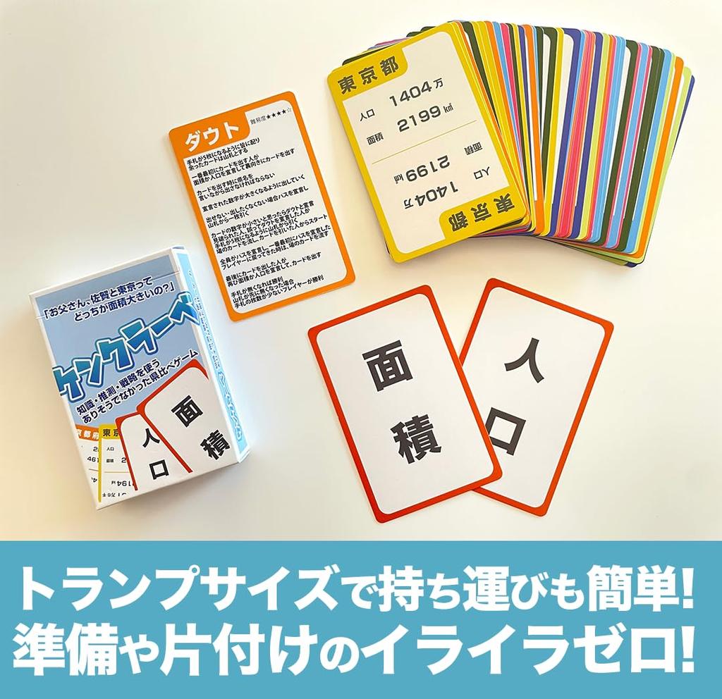 A card and board game fun and using and strategy to compare Kenklabe that's educational, knowledge, deduction, prefectures!