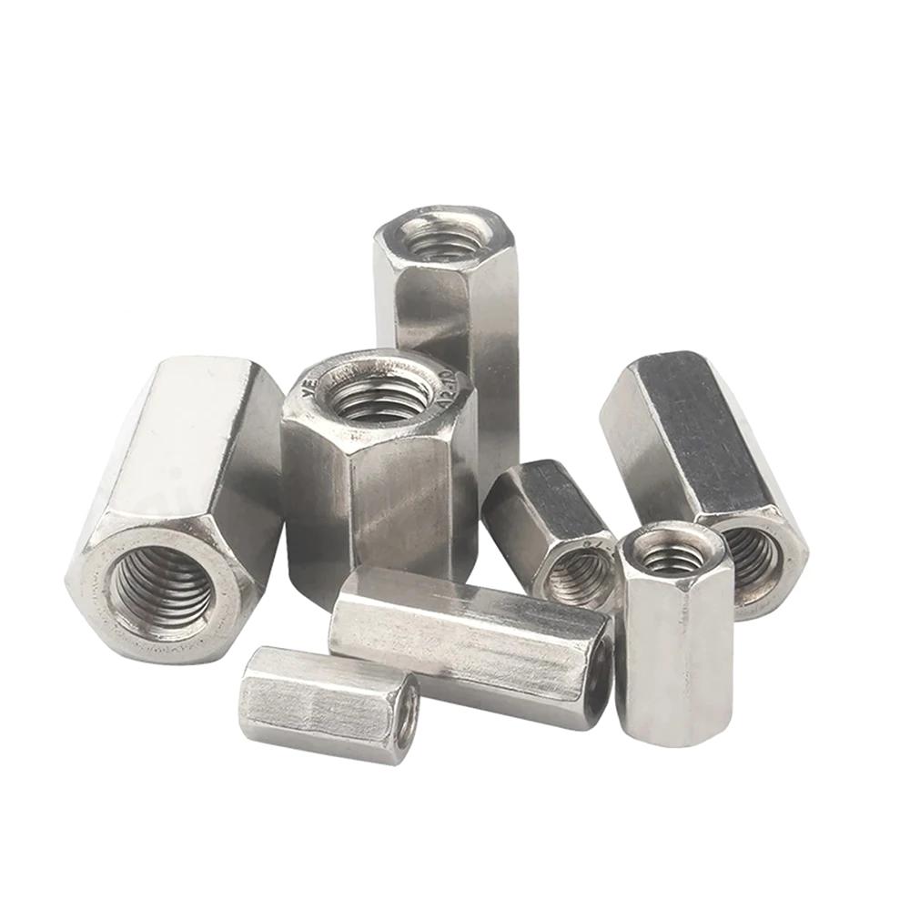 4#-40 6#-32 UNC Hexagon Coupling Nuts GB56 SUS304 Stainless Steel Long Extended Joint Sleeve Connector Nut