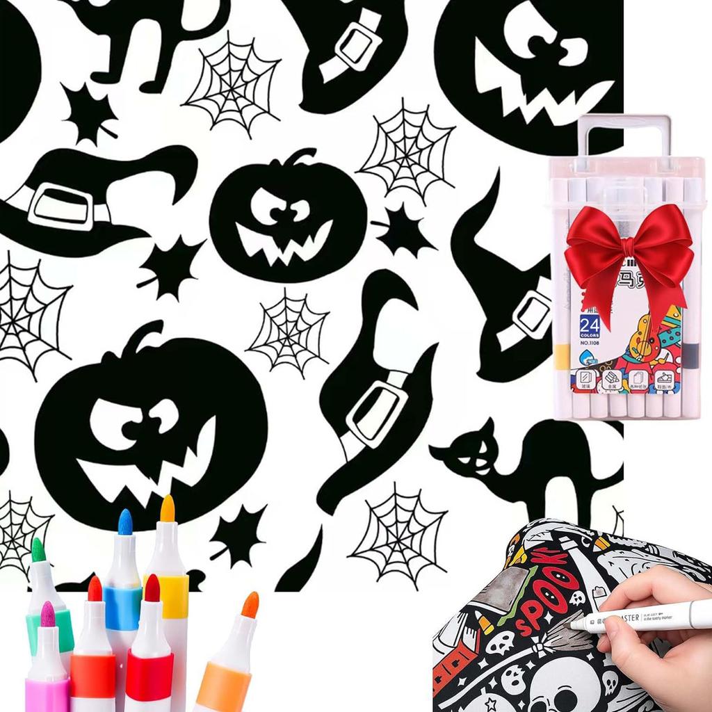 24Color Pens DIY Coloring Blanket with Markers Color Your Own Blanket Washable Reusable Soft Cozy Fleece Drawing Mat for Friends