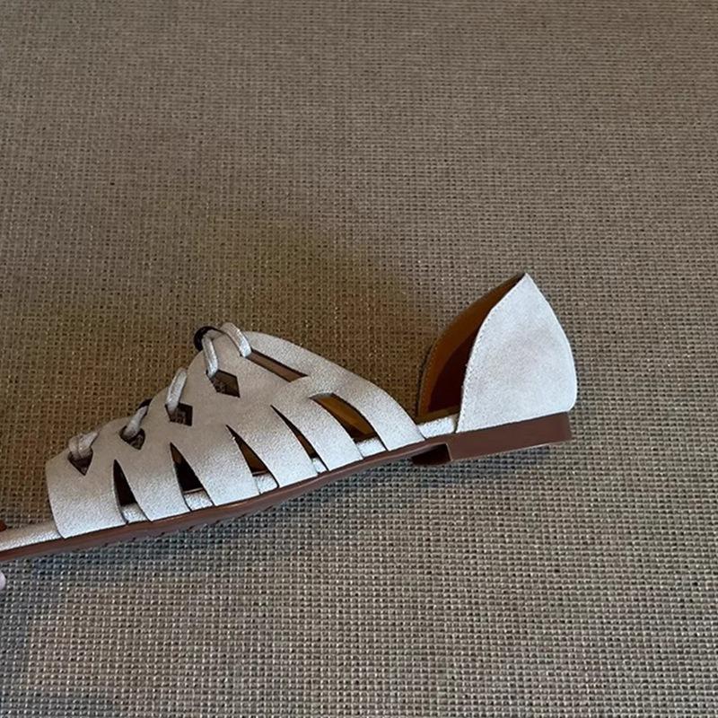 Hair~ Niche design sense woven hollow sandals women's summer wear commuting simple and versatile shoes