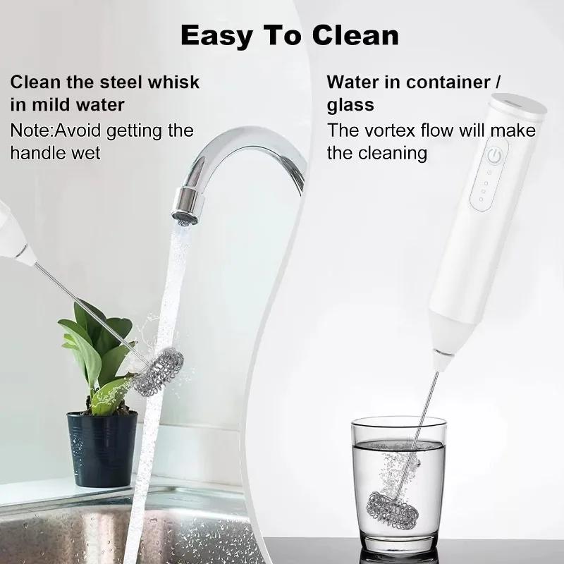 MINI Milk Frother USB Rechargeable 3 Speeds Foam Maker Coffee Whisk Mixer Electric Handle Blender Egg Beater Hot Cooking Tools