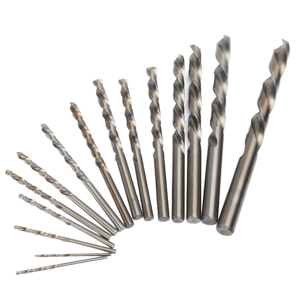15Pcs Straight Shank Cobalt Drill Bit Set