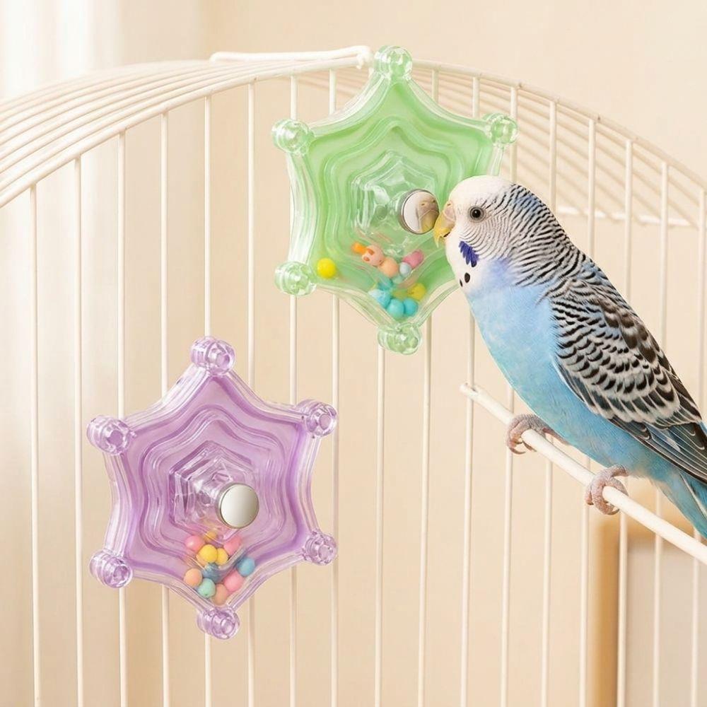 Bite Resistant Birdcage Chewing Puzzle Toy Colorful Beads Interactive Spinning Wheel Bird Play