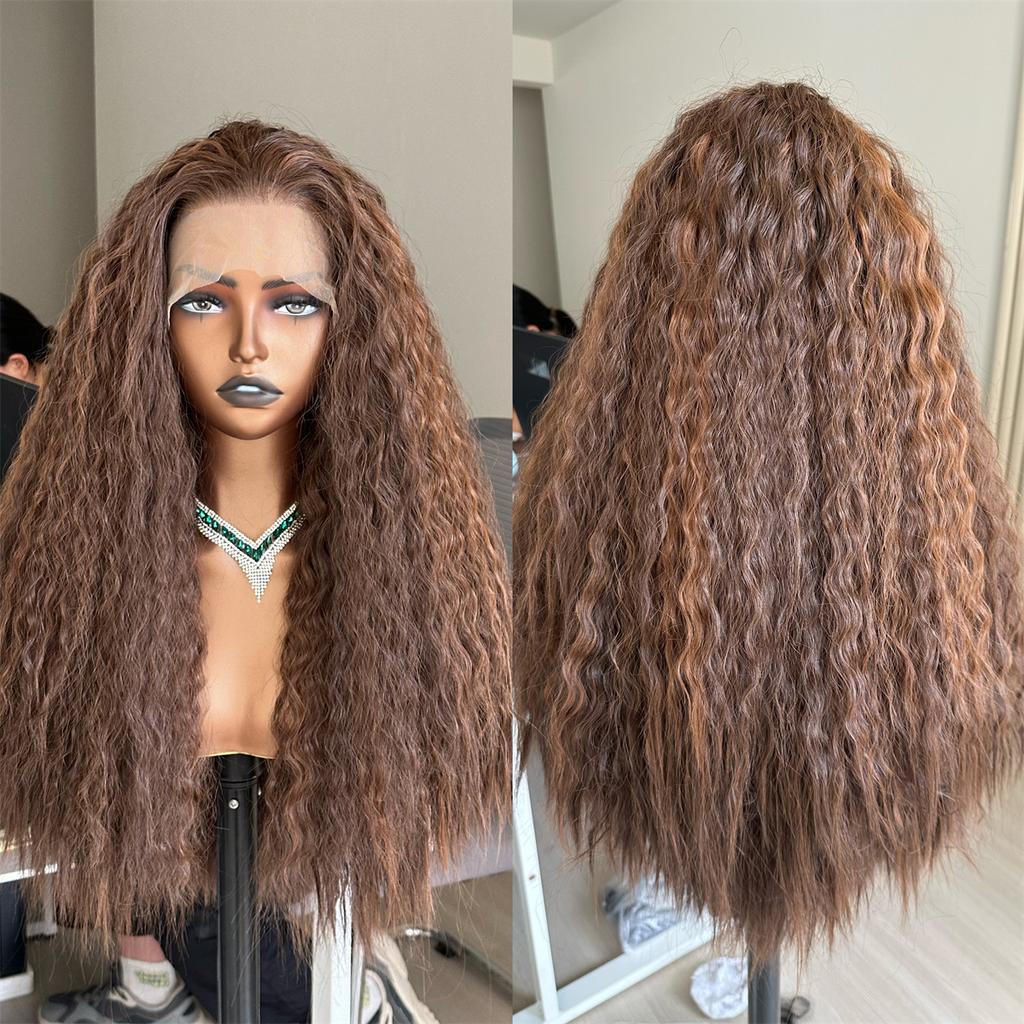Synthetische Lace Front Perücke Highlight Ombre Lockere Body Wave Perücke Hitzebeständige Synthetikhaar-Perücke für Schwarze Frauen Täglich