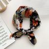 Retro Green Floral Small Silk Scarf - Korean Style Women's Versatile Autumn/Spring Accessory, Thin Square for Neck or Headband