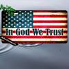 HD Aluminum Print Vintage In God We Trust American Flag Rustic License Plate Style Wall Art High Definition BendResistant Met