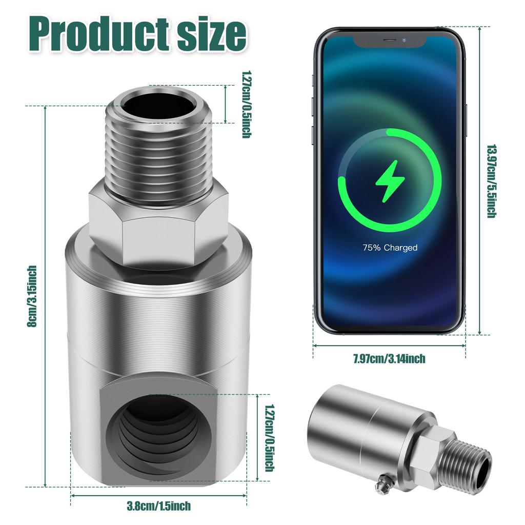 3/1PCS Hose Reel Swivel with Grease Zerk Heavy Duty Hose Reel Parts Fitting 1/2inch MXF High Pressure Swivel Connector