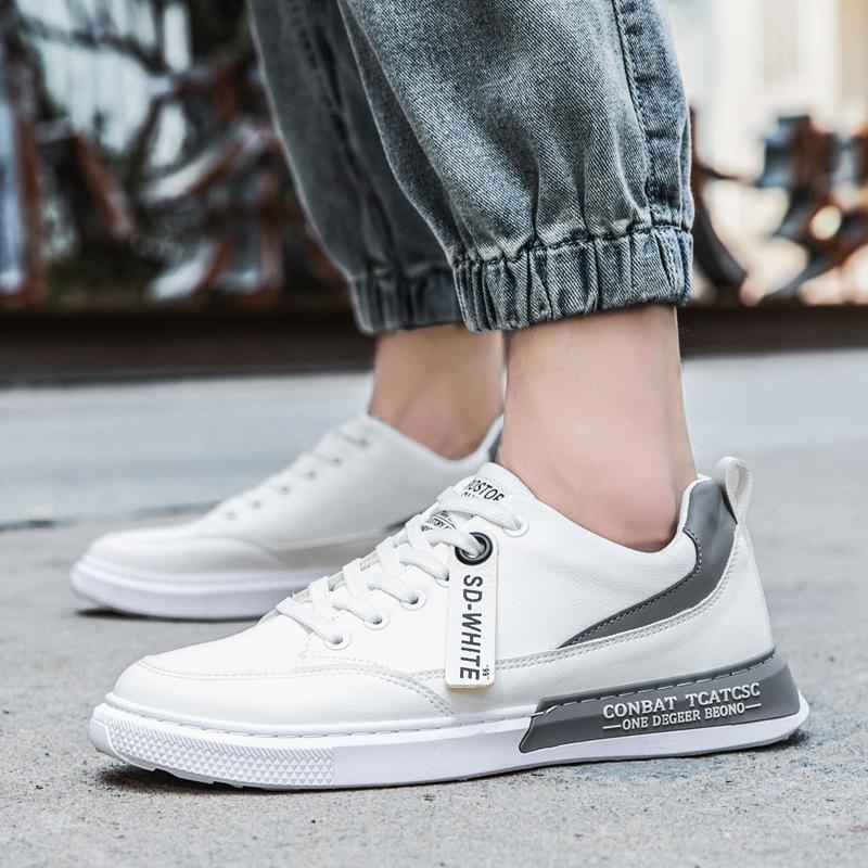 Низкие белые туфли мужские роскошные кроссовки корейские дышащие спортивные мужские туфли — фото 4