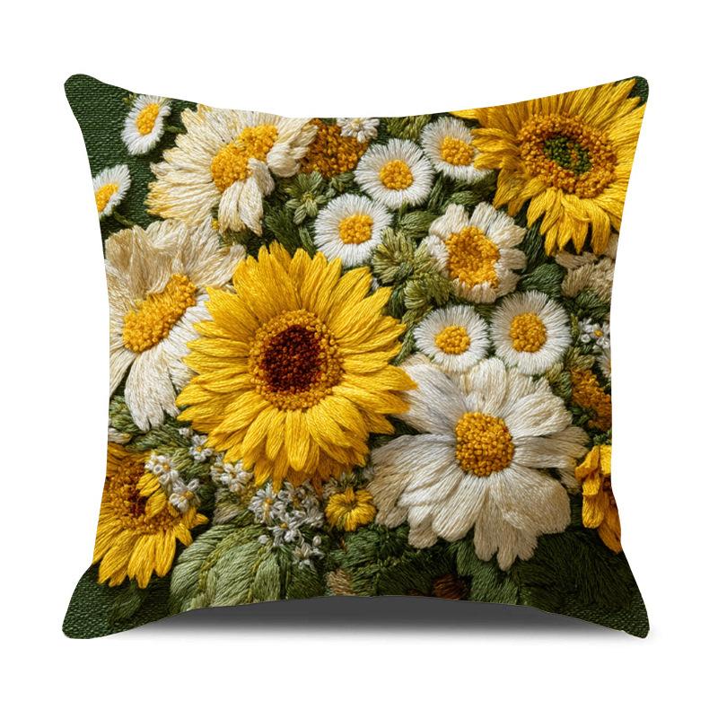 Sunflower Pillowcase Art Series Summer Sofa Pillowcase Bedroom Decoration Bedside Sunflower Pillow