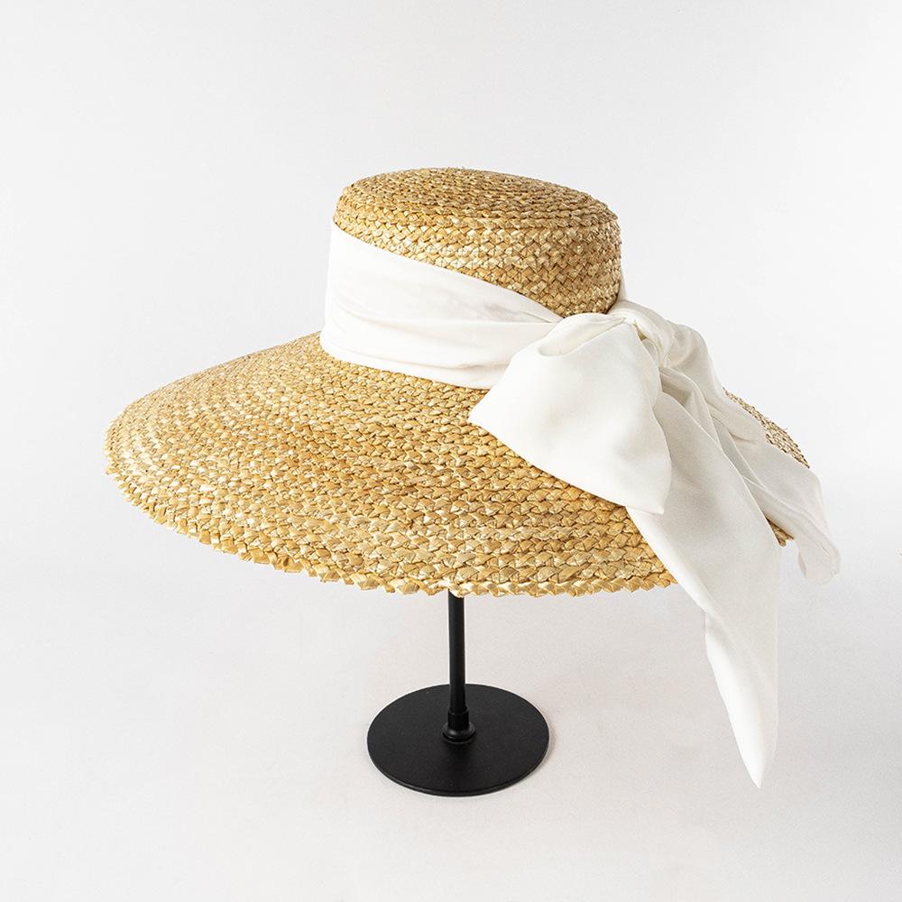 202601-shi INS CHIC Sommer schick geflochten Stroh breite Krempe Schleife Band Damen Freizeit Sonnenschutzmütze Damen Urlaubs Strandhut