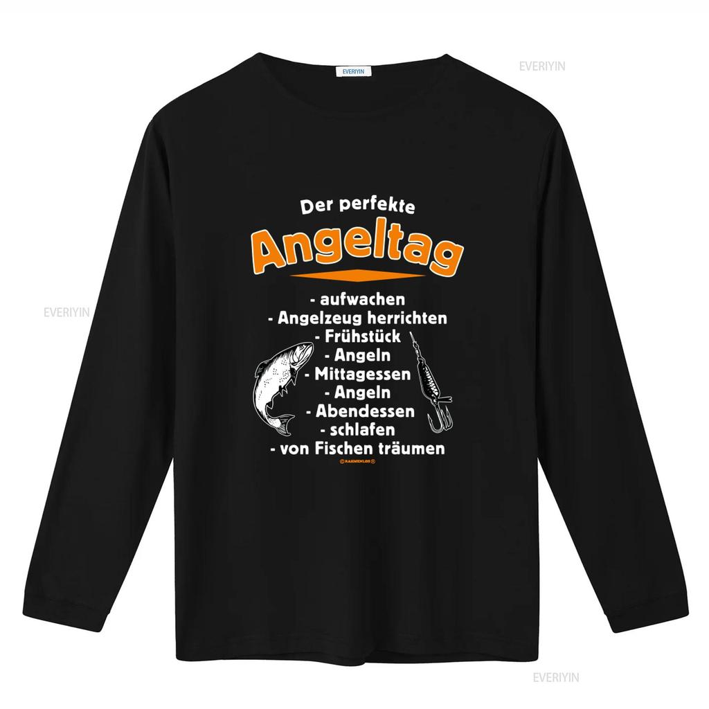 Mens Angler T Shirt The Perfect Fishing Day Funny Sayings Activities Design Vintage Washed Graphic Unisex Homme Slightly Soft